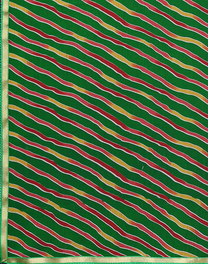 Green Chiffon Leheriya Printed Saree