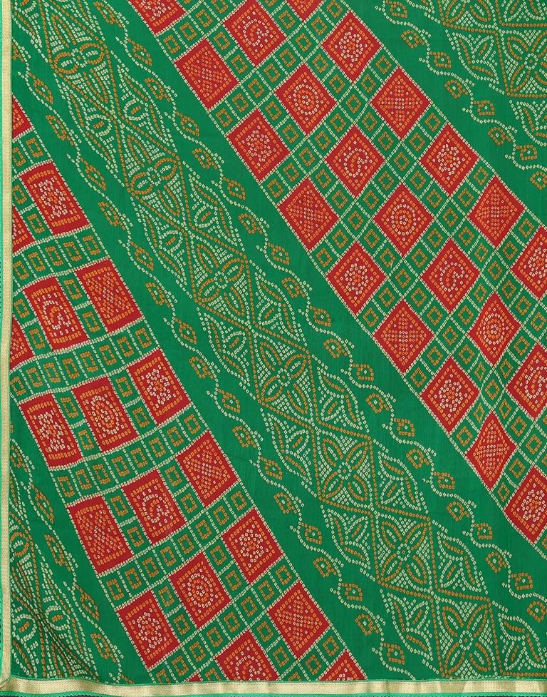 Red Chiffon Bandhani Printed Saree
