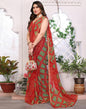 Red Chiffon Bandhani Printed Saree