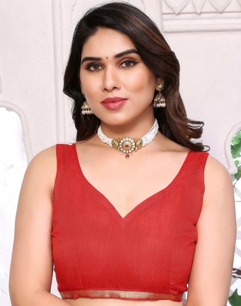 Red Chiffon Bandhani Printed Saree