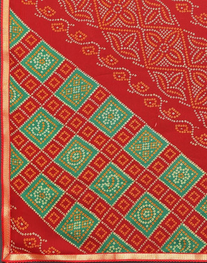 Red Chiffon Bandhani Printed Saree