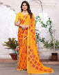 Turmeric Yellow Chiffon Bandhani Printed Saree