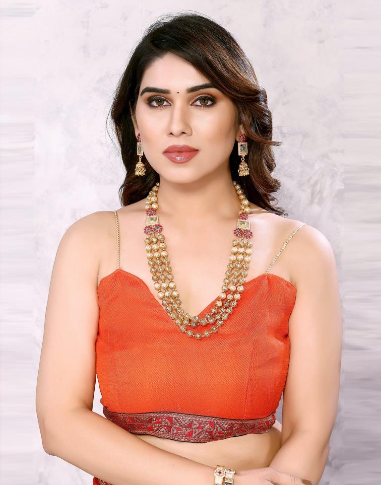 Orange Chiffon Printed Saree