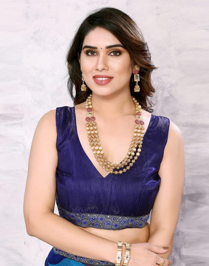 Blue Chiffon Printed Saree