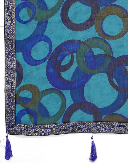 Blue Chiffon Printed Saree