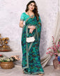 Rama Green Chiffon Printed Saree