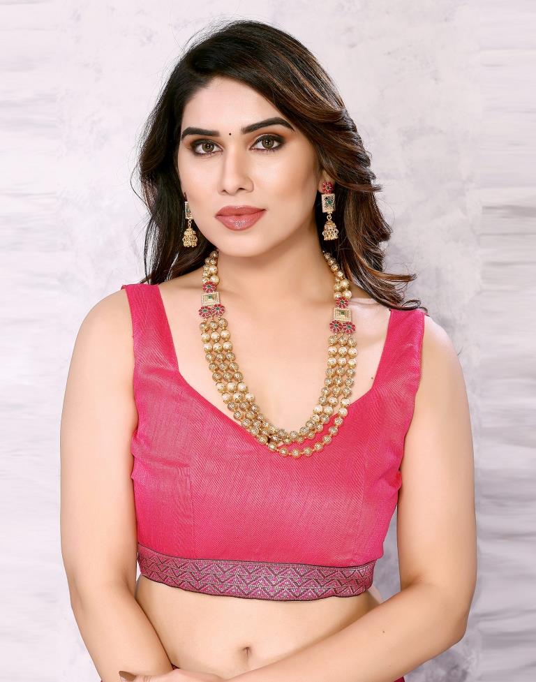 Rani Pink Chiffon Printed Saree