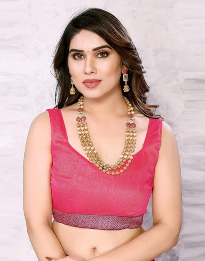 Rani Pink Chiffon Printed Saree