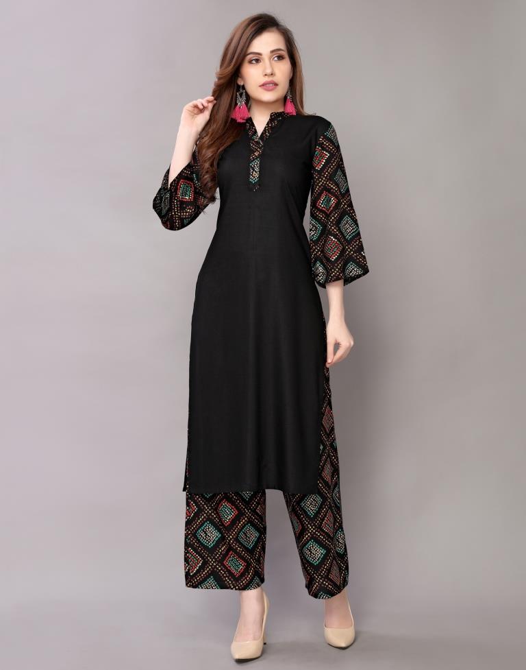 Maroon Printed Kurta Palazzo Set | Leemboodi