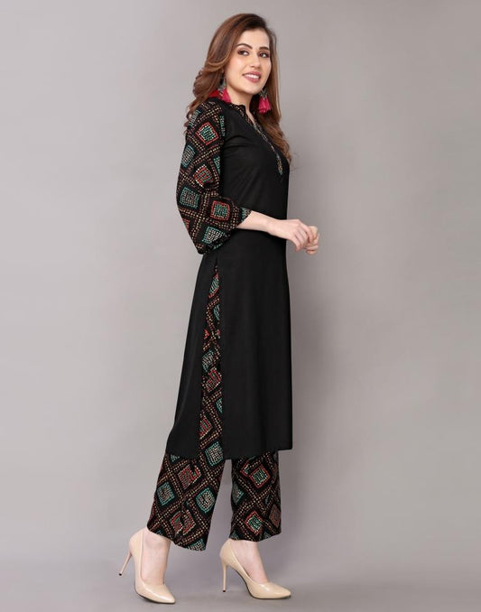 Maroon Printed Kurta Palazzo Set | Leemboodi