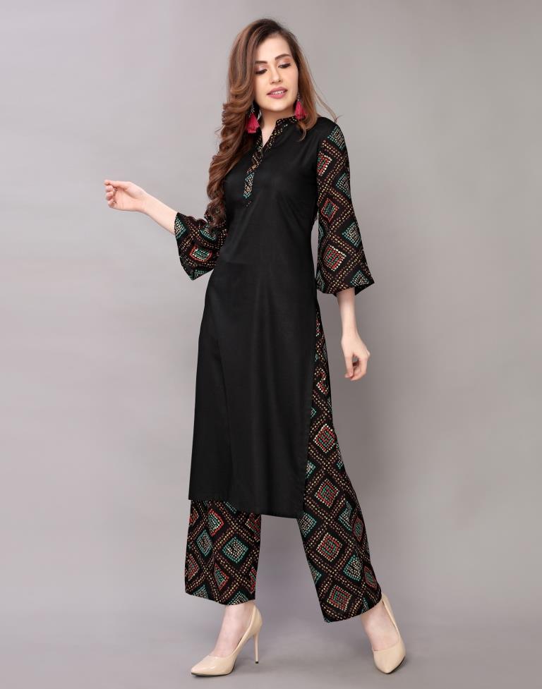 Maroon Printed Kurta Palazzo Set | Leemboodi