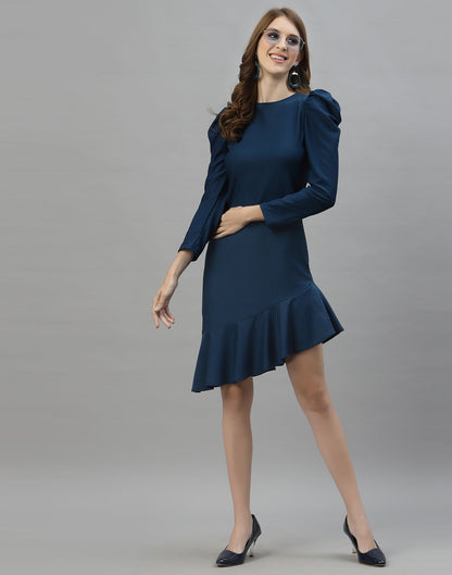 Prusian Blue Ruffuled Dress | Sudathi
