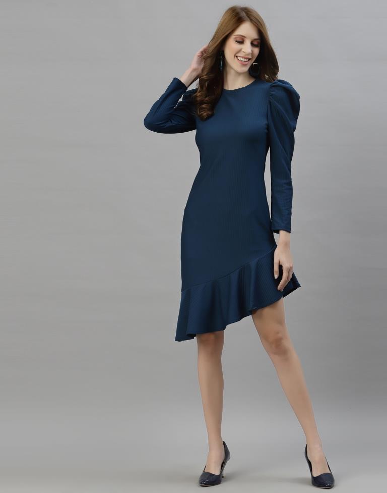 Prusian Blue Ruffuled Dress | Sudathi
