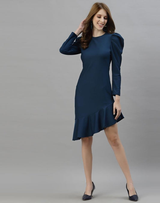Prusian Blue Ruffuled Dress | Sudathi