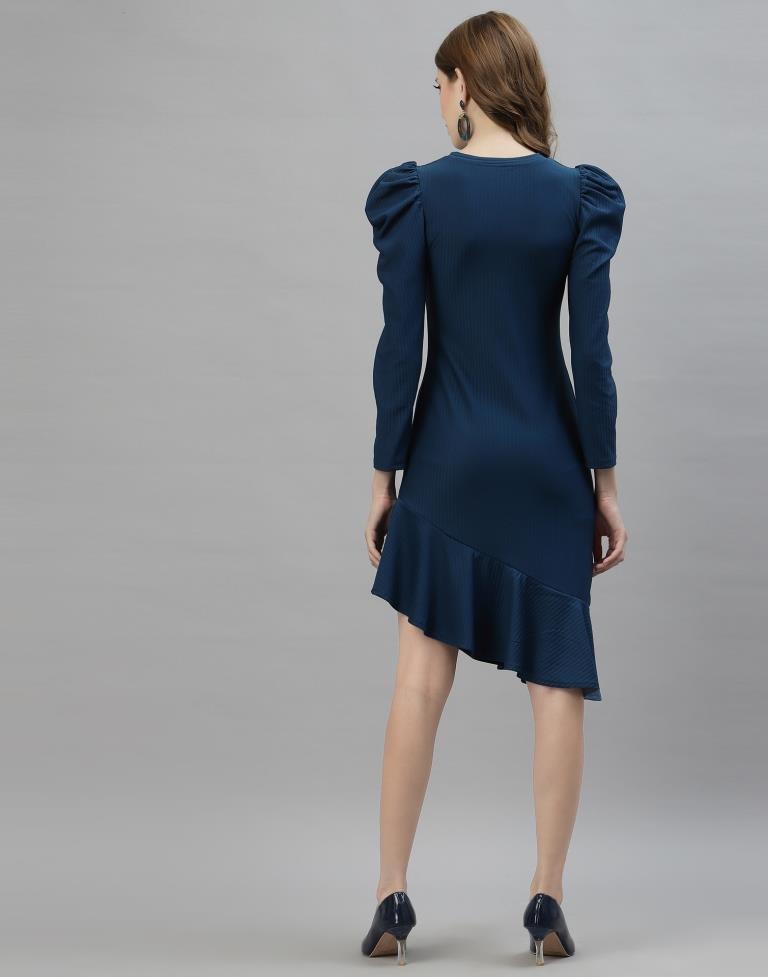 Prusian Blue Ruffuled Dress | Sudathi
