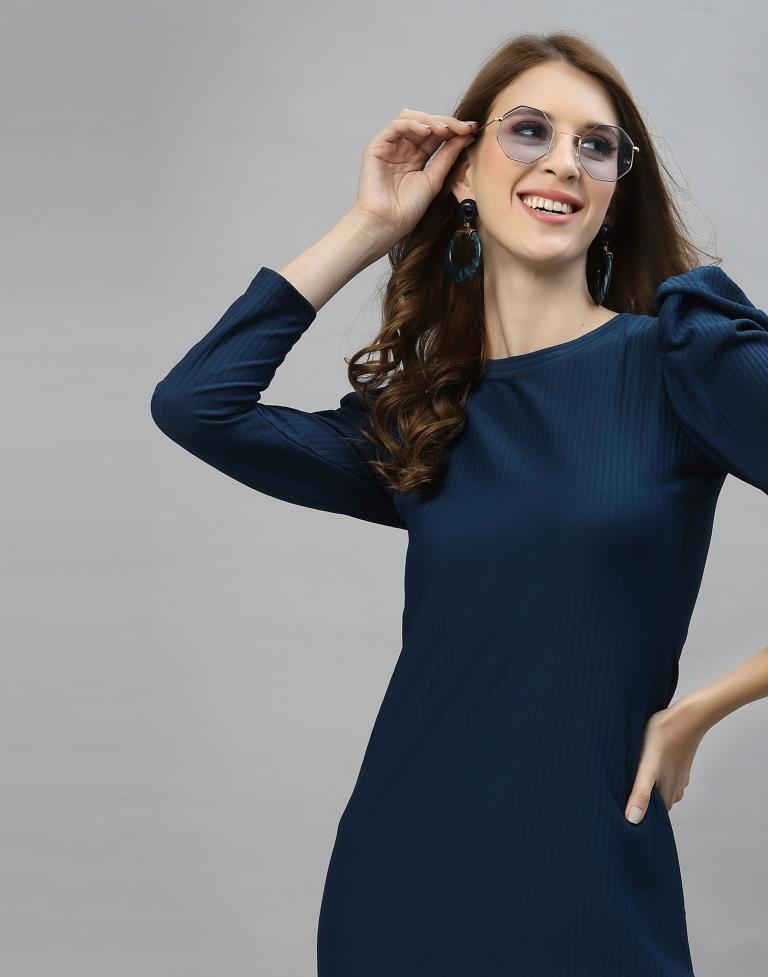 Prusian Blue Ruffuled Dress | Sudathi