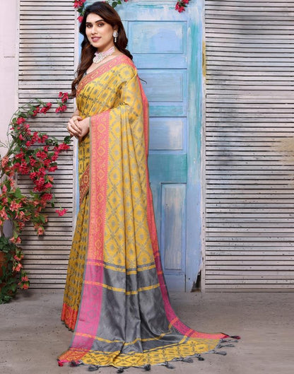 Turmeric Yellow Silk Weaving Saree