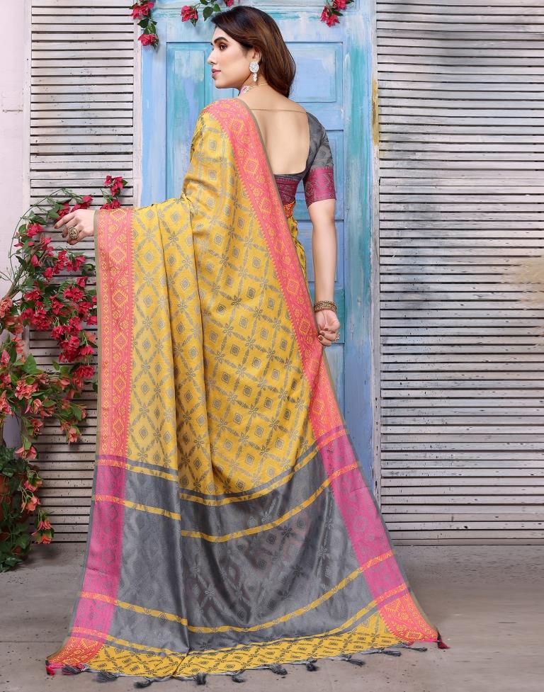 Turmeric Yellow Silk Weaving Saree