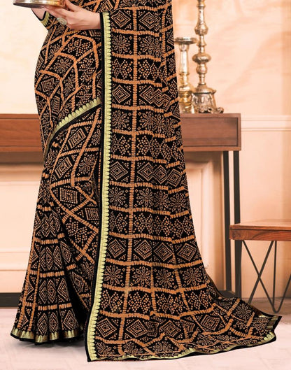 Black Georgette Bandhani Printed Saree