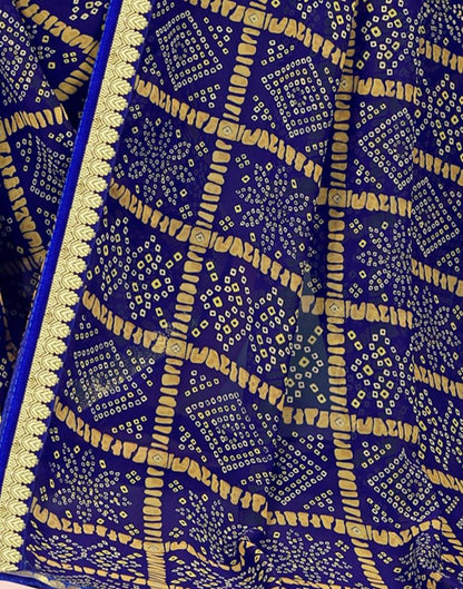 Royal Blue Georgette Bandhani Printed Saree