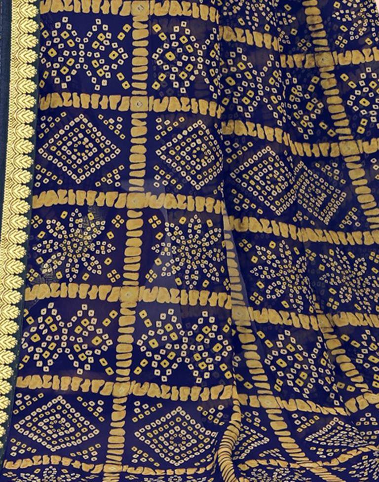 Navy Blue Georgette Bandhani Printed Saree