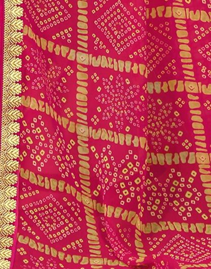 Rani Pink Georgette Bandhani Printed Saree