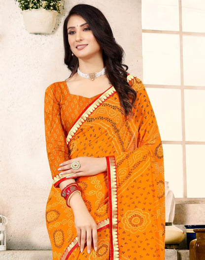 Turmeric Yellow Georgette Bandhani Printed Saree