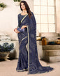 Navy Blue Georgette Bandhani Printed Saree