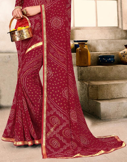 Maroon Georgette Bandhani Printed Saree