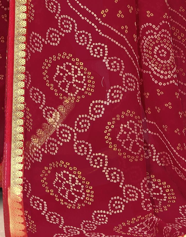Maroon Georgette Bandhani Printed Saree