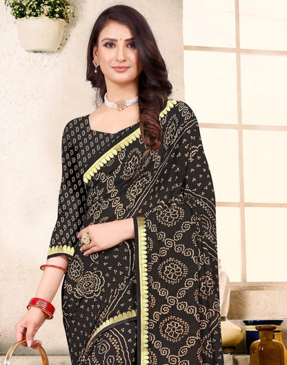 Black Georgette Bandhani Printed Saree