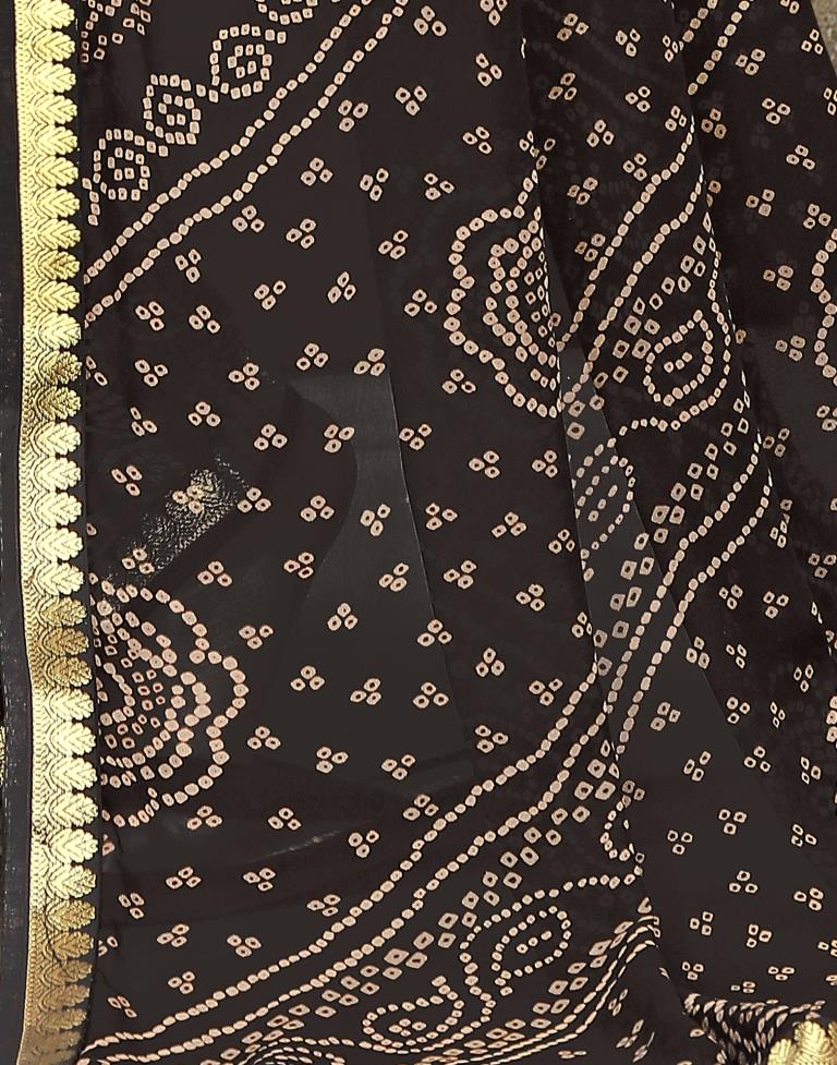 Black Georgette Bandhani Printed Saree