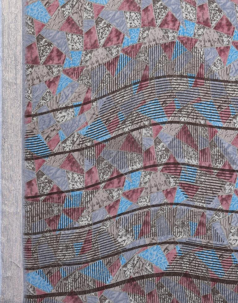 Light Grey Printed Chiffon Saree