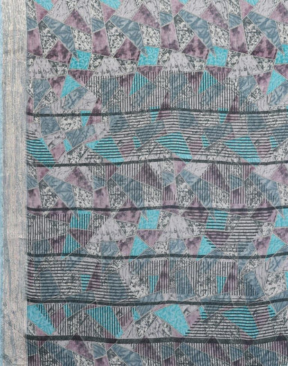 Turquoise Chiffon Printed Saree