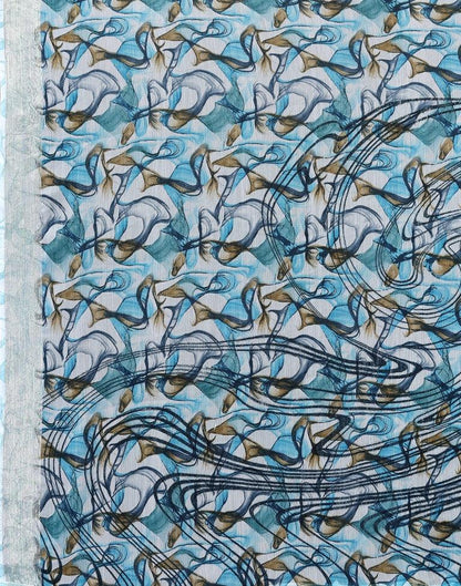 Turquoise Chiffon Printed Saree