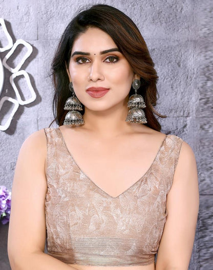 Orange Chiffon Printed Saree