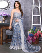 Light Grey Chiffon Printed Saree