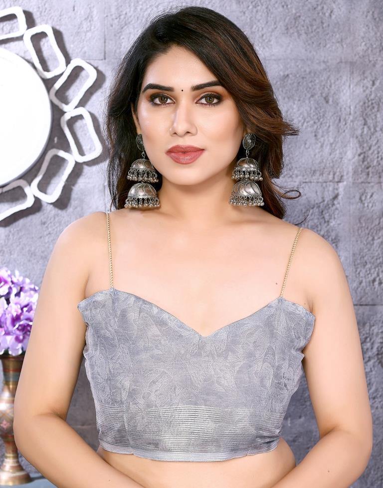 Light Grey Chiffon Printed Saree