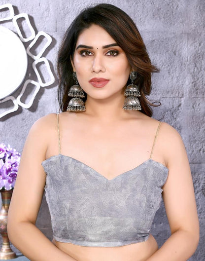 Light Grey Chiffon Printed Saree