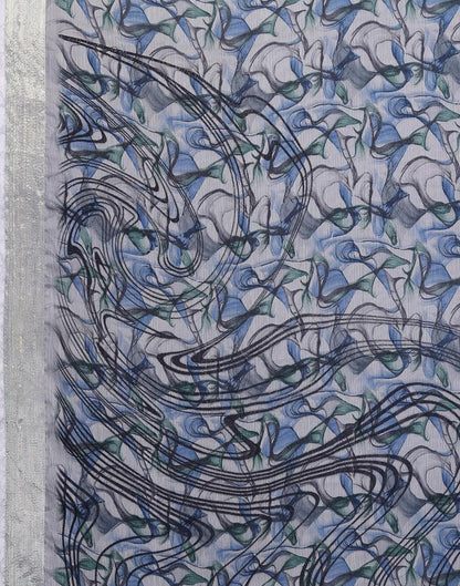 Light Grey Chiffon Printed Saree