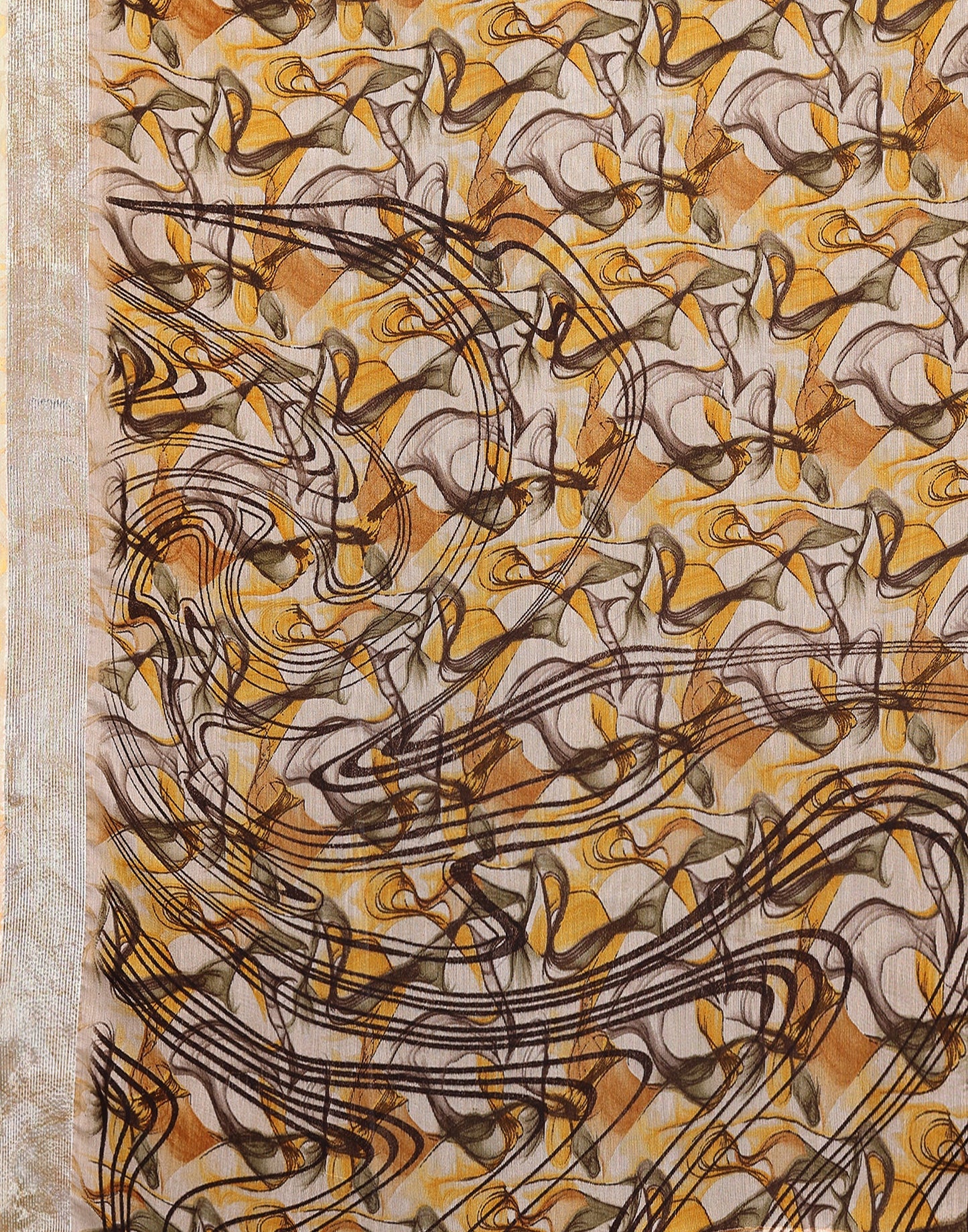 Turmeric Yellow Chiffon Printed Saree