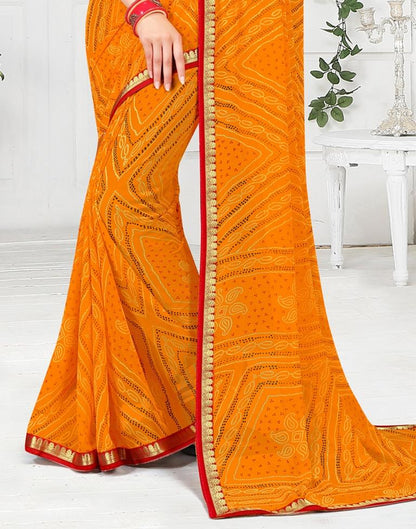 Turmeric Yellow Georgette Bandhani Printed Saree