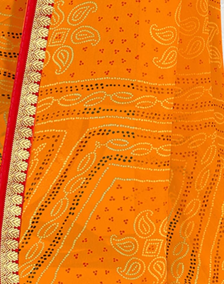 Turmeric Yellow Georgette Bandhani Printed Saree