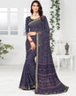 Navy Blue Georgette Bandhani Printed Saree