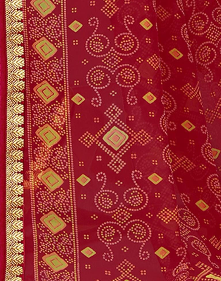 Maroon Bandhani Georgette Saree
