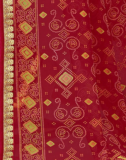 Maroon Bandhani Georgette Saree