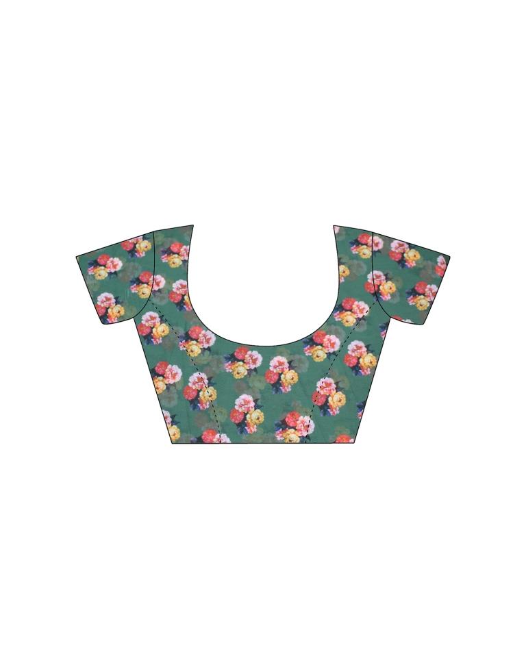 Mint Green Georgette Digital Printed Saree