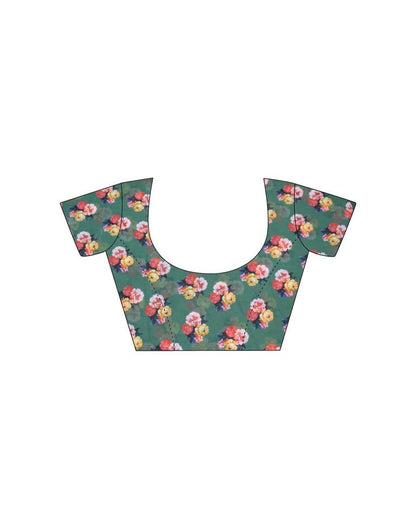 Mint Green Georgette Digital Printed Saree