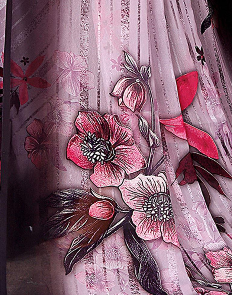 Lavender Georgette Digital Printed Saree