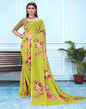 Light Olive Green Georgette Digital Printed Saree